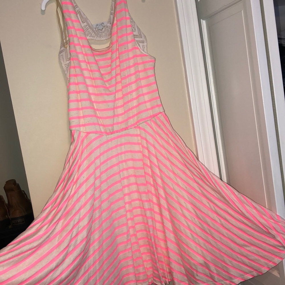 Pink and white striped dress